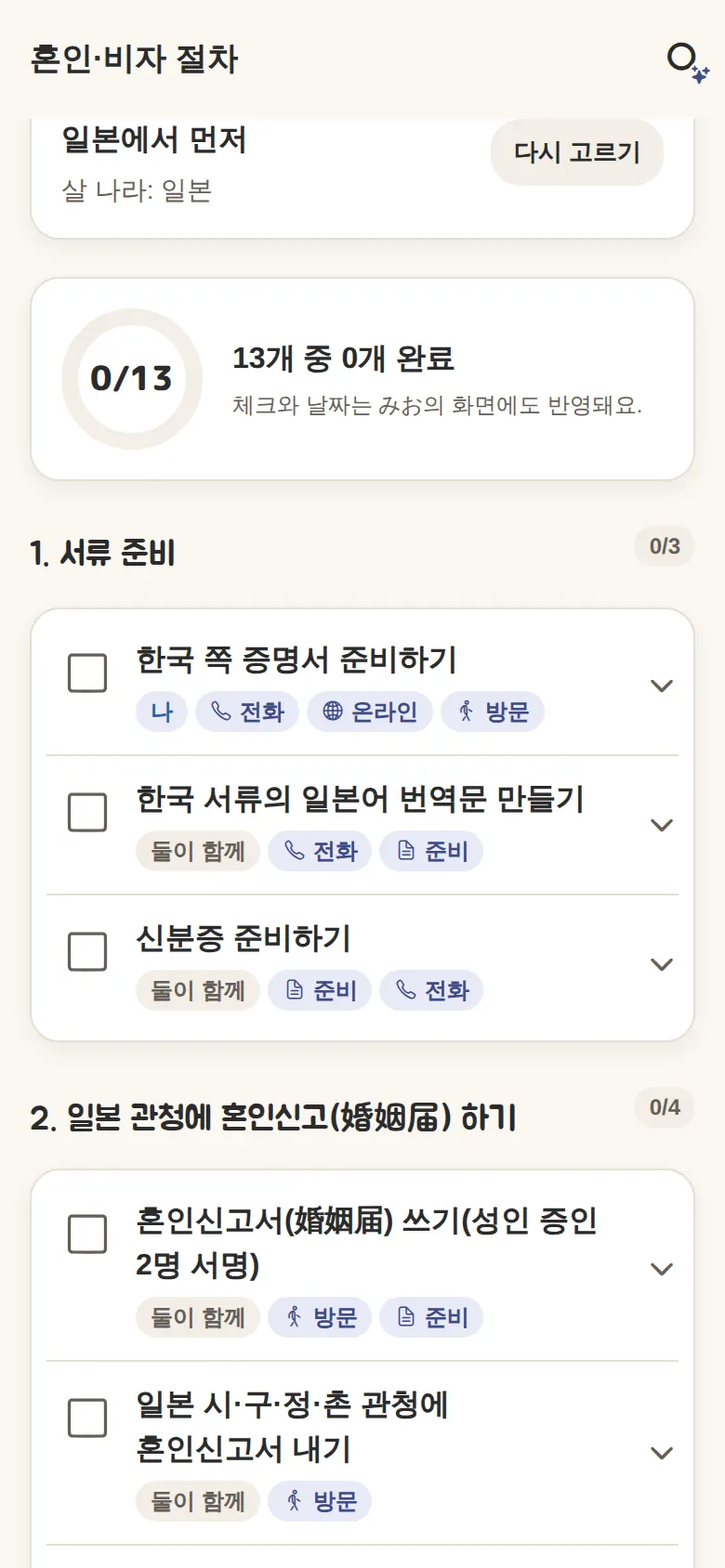 신고 체크리스트
